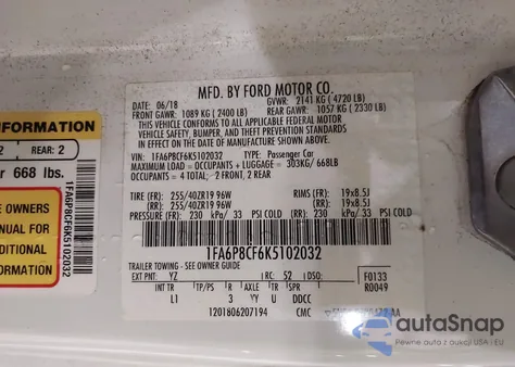 2019 Ford Mustang Gt Premium z USA, uszkodzony, nr VIN 1FA6P8CF6K5102032